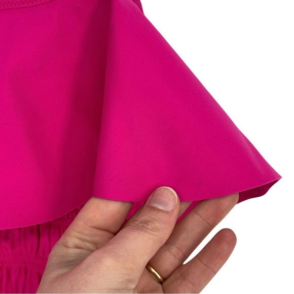 Cleobella NWT Women's XS Amelia Smocked Ruffle One-Piece Swimsuit Magenta Pink - Picture 6 of 12